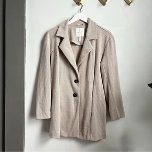 Avec Les Filles Knit Oversized Blazer in Camel Chevron